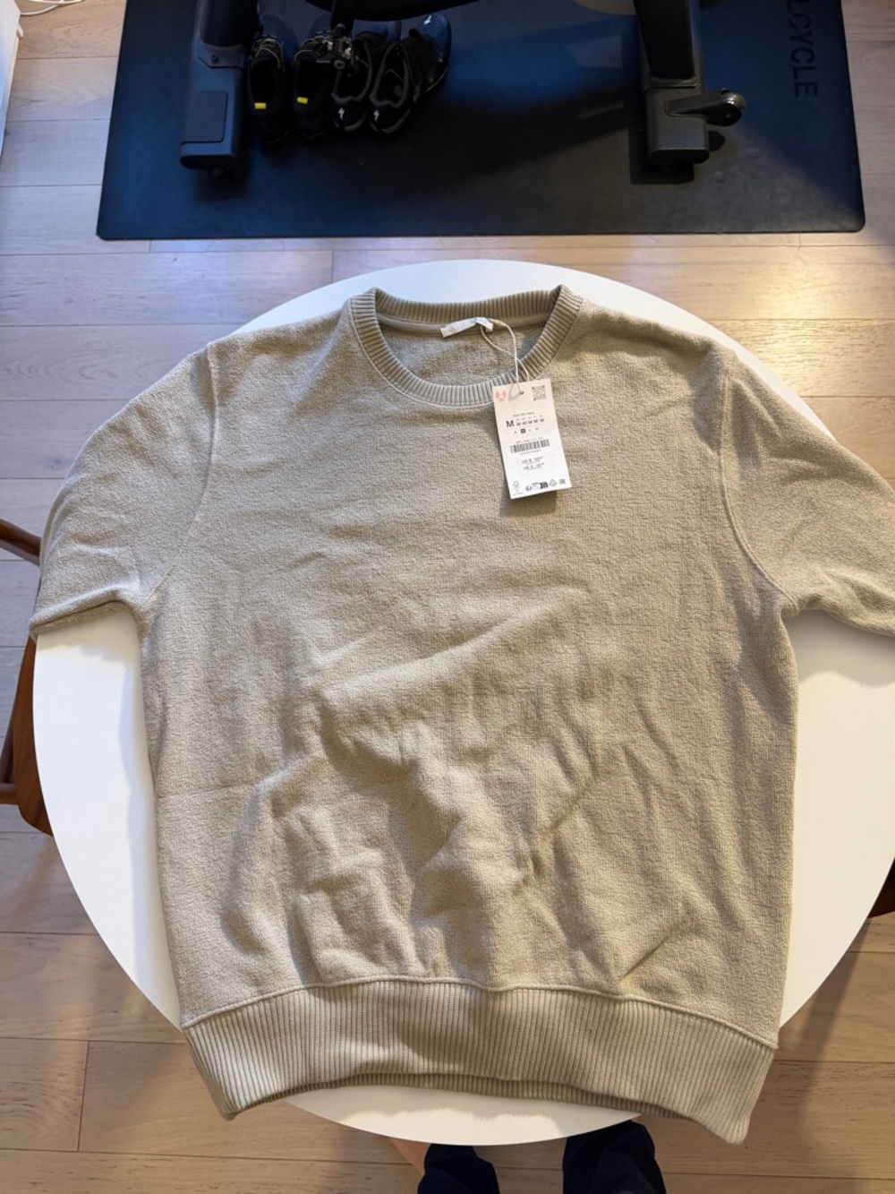 Zara Men's Crewneck Sweater in Beige - Lightweight Knit